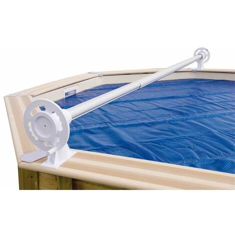 Ubbink – Enrouleur de bâche de piscine en bois – Amovible avec supports à visser – Pour piscines jusqu'à 6,50 m – Manivelle en plastique