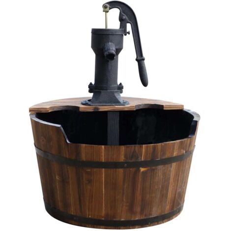 Ubbink – Fontaine de jardin Newcastle en bois avec pompe 350 l/h – Dimensions H 75 cm – Bassin intérieur en plastique – Ambiance rustique