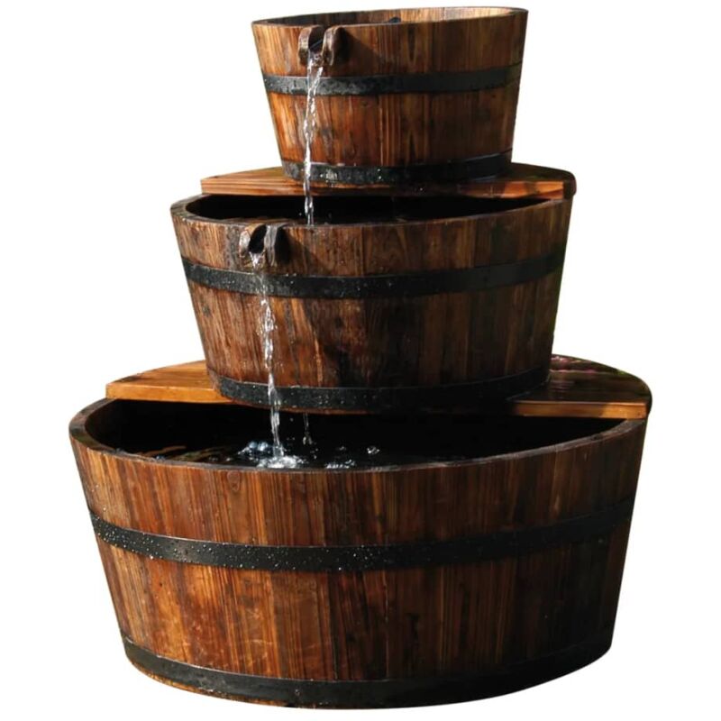 

Fuente de Cascada de Jardín Conjunto de 3 Barriles de Madera - Marrón - Ubbink