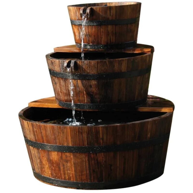 Ubbink Garten Wasserfall Brunnen Holzfass Set 3 Fasser