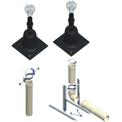 Ubbink – Kit cheminée rigide 100028 – Conduit de fumée 250mm et 500mm – Installation rapide avec conduits recoupables – Pour appareils gaz ou fioul