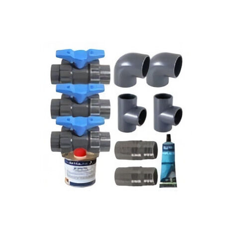 Ubbink – Kit complet de pièces à sceller de piscine – Kit by-pass pour pompe à chaleur – Diamètre 50 mm – PVC – Installation rapide et régulation débit