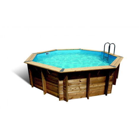 Ubbink – Piscine hors sol octogonale en bois Ø510cm – Hauteur 1,20m – Liner beige 75/100 – Volume 15,7m³ – Filtration à sable