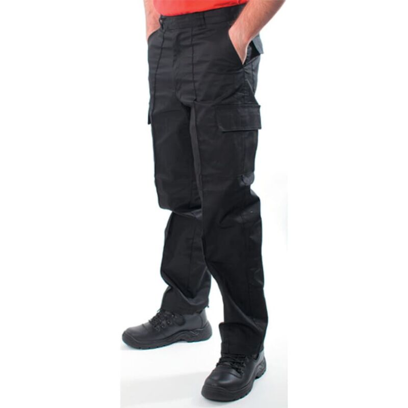 UC902 Men's Black 34R Cargo Trousers - Black - Uneek