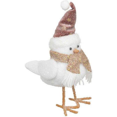 Uccello in polistirolo con cappello e sciarpa 25 cm - Feeric lights & christmas