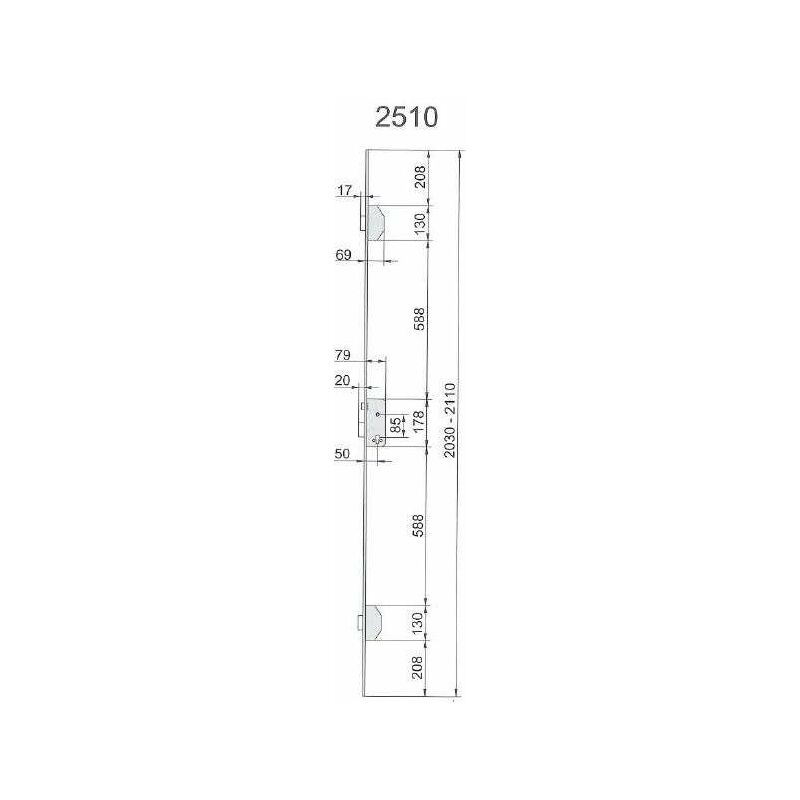 

Ucem - Cerradura 2510Cl 50 85 3 Puntos Picaporte Paleton Frente 20*10
