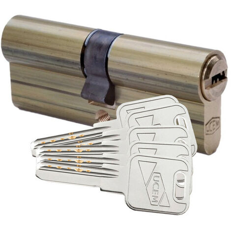 UCEM Europerfil Cylindre de sécurité 33x33mm Laiton Longue Cam 2000S2LP3333LL