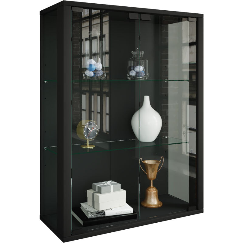 Ebuy24 - Vitrine murale Udina h. 80 x l. 60 x p. 25 cm Noir