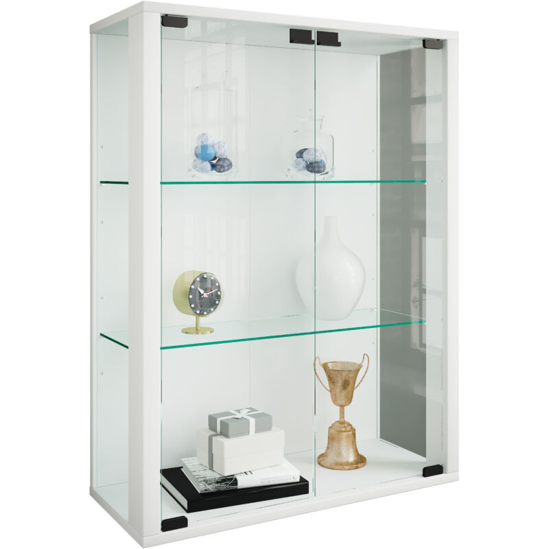 Ebuy24 - Vitrine murale Udina h. 80 x l. 60 x p. 25 cm Blanc
