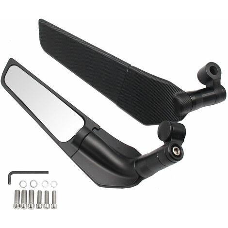 uds alerón de espejo retrovisor Universal de ala giratoria de viento modificado para motocicleta espejos laterales ajustables giratorios de 90 ° (negro)