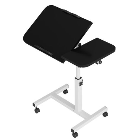 Überbetttisch mit Rollen, höhenverstellbarer Stehpult 6095cm, Laptop-Betttisch, C-förmiger Beistelltisch, 90° klappbar, 360° drehbar, super robust und stabil, schwarz