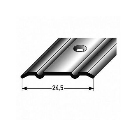 Übergangsprofil Alkmaar / Übergangsschiene, 24,5 mm breit, Aluminium eloxiert-silber-900-gebohrt - silber