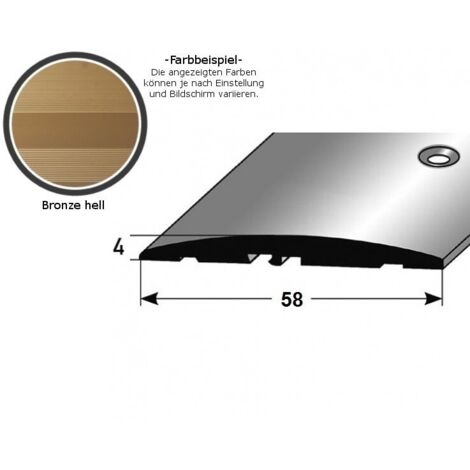 Übergangsprofil "Almere" / Übergangsschiene / 58 mm, Typ: 08 (Aluminium eloxiert, mittig gebohrt / selbstklebend):-bronze hell-1000-seitlich gebohrt