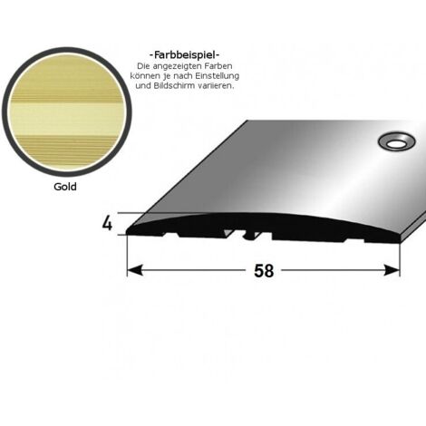 Übergangsprofil "Almere" / Übergangsschiene / 58 mm, Typ: 08 (Aluminium eloxiert, mittig gebohrt / selbstklebend):-goldfarbig-1000-seitlich gebohrt