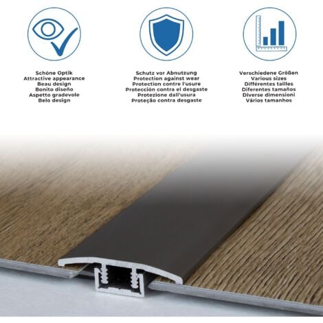 Übergangsprofil "Rotterdam" / Übergangsschiene / Übergangsleiste  28 mm (Edelstahl, 1 mm Stäke):-Edelstahl poliert-900-gebohrt