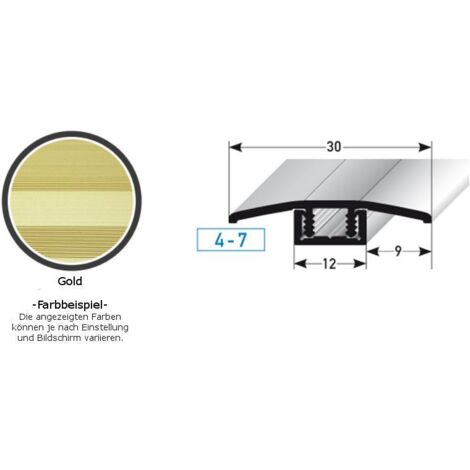 Übergangsprofil / Übergangsschiene Laminat "Pikeville", für Höhe 4 - 7 mm, 30 mm breit, 2-teilig, Aluminium eloxiert, gebohrt-goldfarbig-900