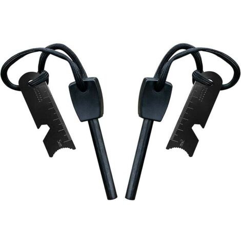 Überlebens-Feuerstarter, Feuerstarter mit Schaber, wasserdicht, 10.000 Funken bei 3.000 Grad, 8 mm Stab, Magnesium-Feuerstahl - Feuerstarter, Halsband, Multifunktions-Schaber (2 Stück)