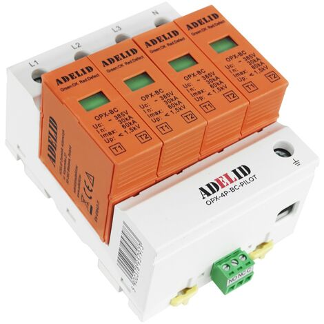 Überspannungsableiter B+C (T1+T2) 4-polig 1000V DC 60kA PV DIN-Schienenmontage mit Kontrollkontakt