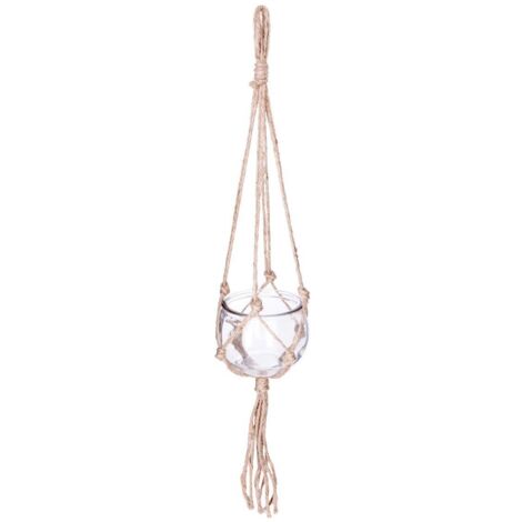 Übertopf - Glas und Jute - transparent - D10 -5 cm