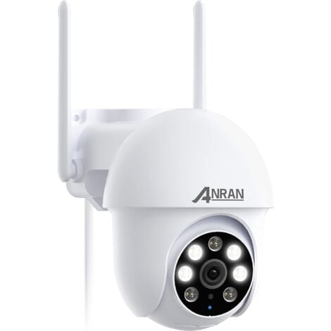 Überwachungskamera Aussen WLAN 5MP, 360 Grade PTZ IP Kamera mit Automatische Verfolgung, 30m Farbige Nachtsicht mit Flutlicht, 24/7 Video Aufzeichnung, 2-Wege-Audio mit Alexa, ANRAN P3 Max Weiß