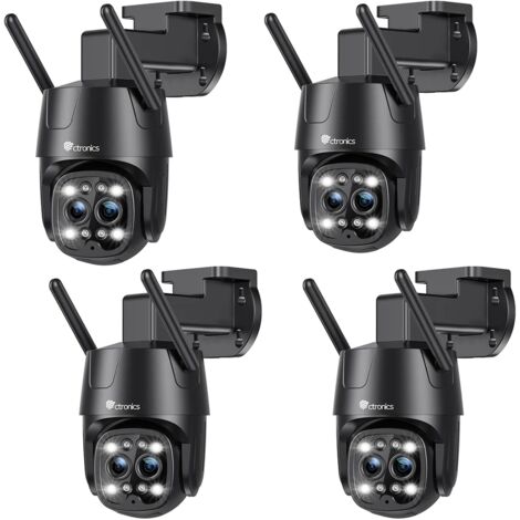 Überwachungskamera für den Außenbereich Ctronics 2,5K 4MP 2 Kameraobjektiv 6-facher Hybrid-Zoom 2,4/5GHz WLAN Erkennung von Menschen Automatische Verfolgung Ein Satz von 4