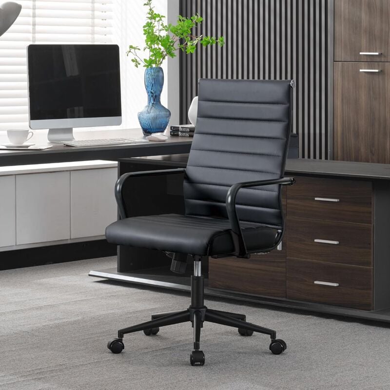 UEV - Chaise de Bureau Ergonomique, Chaise de Bureau Moderne avec roulettes, Hauteur Réglable, avec Accoudoirs, Capacité de Poids Jusqu'à 150kg, en