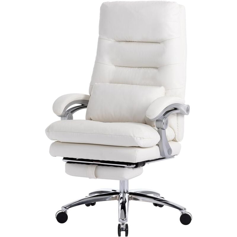 UEV - Chaise de Bureau Ergonomique avec Oreiller Lombaire, Coussins et Dossier à Double Couche, Repose-Pied, Pivotante, Inclinable jusqu'à 150°,