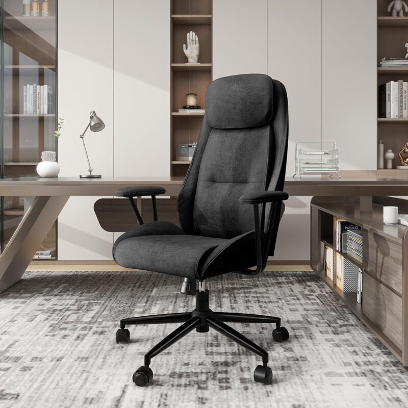 UEV - Chaise de Bureau Ergonomique, Fauteuil Bureau avec Appui-tête, Accoudoirs Amovibles, Hauteur Réglable, Tissu Respirant, Pivotante, Capacité de