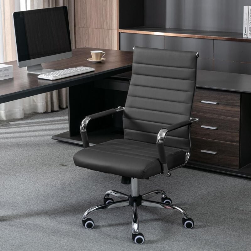 UEV - Chaise de Bureau Ergonomique Moderne avec roulettes, Chaise de Bureau en Cuir pu avec Accoudoirs, Hauteur Réglable, Capacité de Poids Jusqu'à