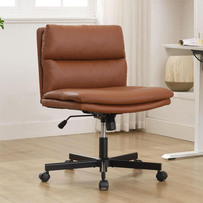 UEV - Chaise de Bureau sans Accoudoirs, Fauteuil Bureau avec Assise Elargir, Fauteuil Pivotant avec roulettes Universelles, Mode Inclinable, Hauteur