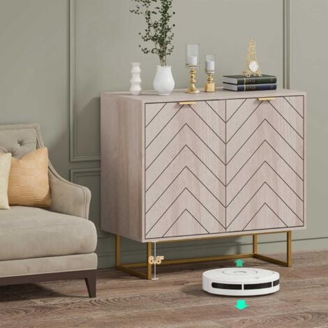 UEV Kommode mit 2 Türen, Sideboard mit Füße und verstellbare Ablagen, Küchenschrank, Anrichte, Mehrzweckschrank für Wohnzimmer Esszimmer Flur Schlafzimmer, 80x40x77,5 cm, Natur