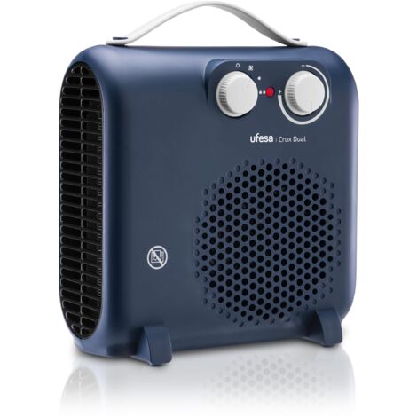 Ufesa Crux Dual Blue, Stufa Elettrica Basso Consumo, 2000 W, 3 Livelli di Potenza, Termostato Regolabile, Termoventilatore con Maniglia da Trasporto
