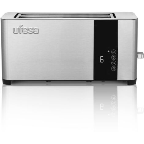 Ufesa Duo Plus Delux, Tostapane Acciao Inox, Schermo Digitale LCD, 1400 W, 2 Fessure lunghe, Bocca Ampia, 7 Livelli di tostatura