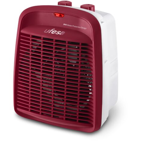 Ufesa Persei Stufa Elettrica Termoventilatore Compatto, 3 modalità, 2 livelli di potenza, 2000 W, Funzione Ventilazione, Termostato Regolabile, Rosso