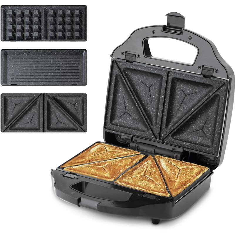 Image of SW7950 Cook&Fun, Sandwich Maker 3 in 1: Piastra per Grill, Sandwich e Waffles, 900 w, Piastre Antiaderenti Intercambiabili, bpa Free, inox - Ufesa