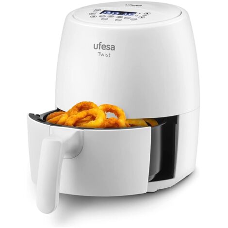 Ufesa Twist, Friggitrice ad Aria 2 Litri, Bianca, 6 Programmi Preimpostati, 1200 W, Timer, Temperatura 80ºc - 200ºc, Airfryer senza BPA ne PFOA