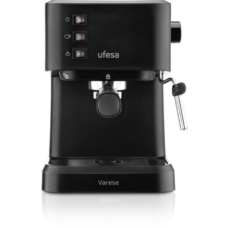 Ufesa Varese Macchina Caffè Espresso e Cappuccino, Pressione 20 BAR, 2 modalità: caffè macinato o dose singola, Vaporiera Regolabile, Serbatoio 1.5L, 1050W, Funzione Scaldatazze