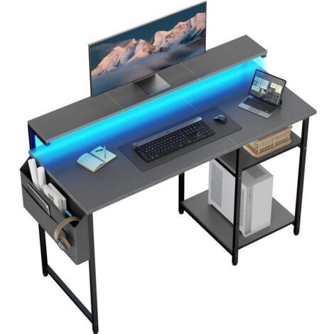 Ufficio informatico - Modello a due livelli - Illuminazione LED - Regolabile in altezza - Supporto per monitor