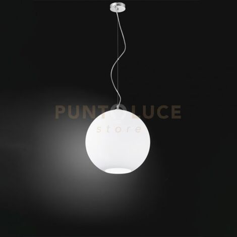 UFO Sospensione vetro bianco  1 luce sfera attacco E27 diametro 40cm