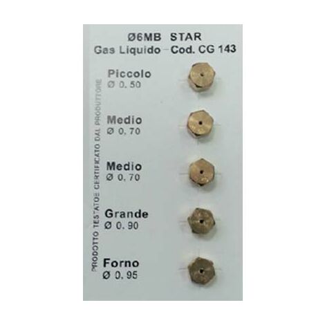 UGELLI RICAMBIO X FORNELLI GAS GPL - OTTONE- 5 confezioni