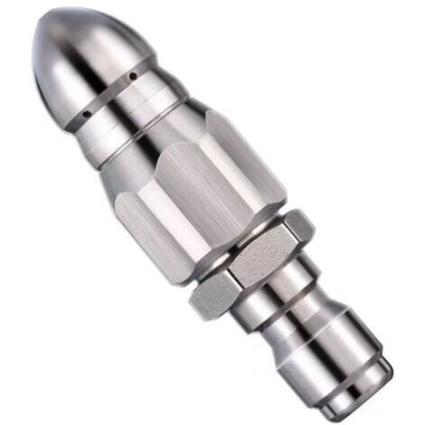 Ugello di pulizia ad alta pressione in acciaio inox per disostruire gli scarichi, per idropulitrici, ugello a getto/razzo (per tubo flessibile da 1/4")