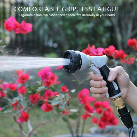 Ugello per tubo da giardino Ugello per tubo dell'acqua Ugello per tubo flessibile in metallo ad alta pressione per impieghi gravosi Ugello per tubo flessibile Spruzzatore 7 modelli di spruzzo regolabi