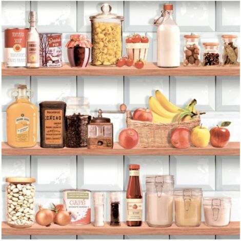 Ugepa Illusion Kitchen Pantry Rustic Shelves Paste The Wall Vinyl Wallpaper