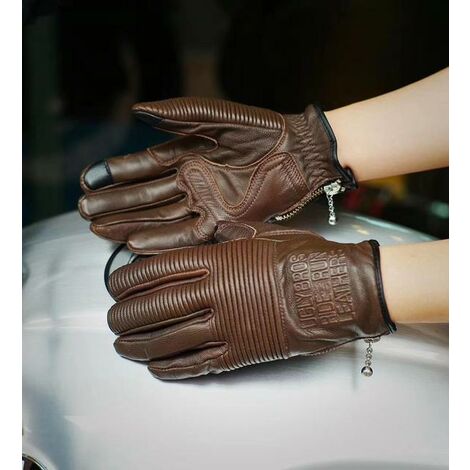 Uglybros – gants de moto rétro en cuir véritable, unisexe, 3 couleurs, ubg- 516,Marron,M