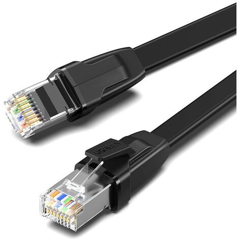Ugreen 2m Netzwerkkabel flaches LAN Kabel Internetkabel Ethernet patchcord NW134 Cat 8 U/FTP RJ45 1000Mbp Schwarz