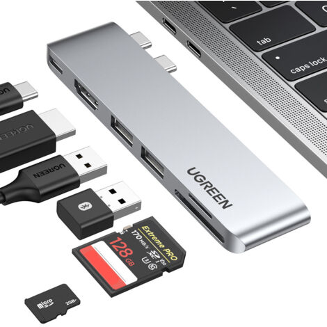 Ugreen Hub 2xUSB-C a HDMI / 2xUSB 3.0 / SD TF / USB-C PD - Grigio