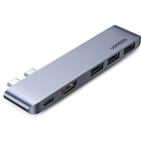 Ugreen Hub 2xUSB-C a USB-C PD / HDMI / 3x USB 3.0 para MacBook Pro / Air - Gris