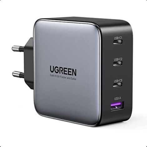 Ugreen usb-a+3xusb-c 100w gan tech cargador rÁpido de pared ue negro