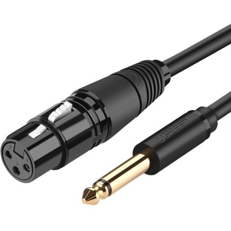 Ugreen XLR Audio/Microphone Cable (Female) to 6.35mm Jack (Male), 2m - Black