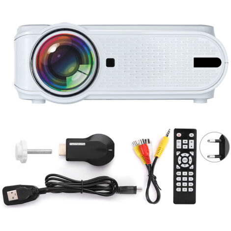 UHAPPY Mini U90 Kabelloser LED-Projektor – Bildschirmfreigabe, 720p/1080p, für Zuhause (100–240 V, EU-Stecker), Weiß